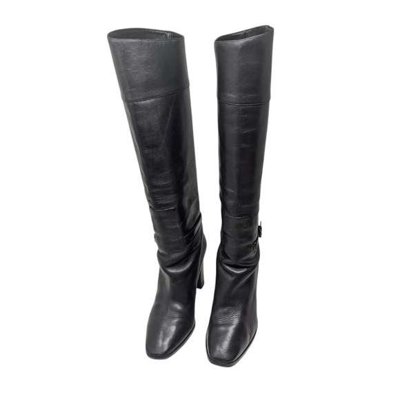 Christian Louboutin Mervillon Black Leather Knee High Heeled Boots Size EU 38 - Picture 3 of 13